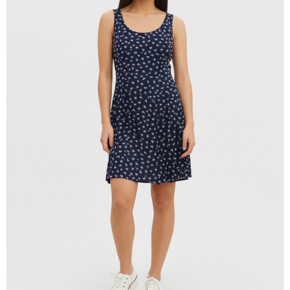 The Limited Tank Dress Navy Blue with White Stars Flowy Knee Length Womens Sz 2